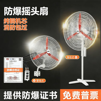 防爆摇头扇FB/BTS-500落地式600壁式750工业防爆风扇220V电风扇