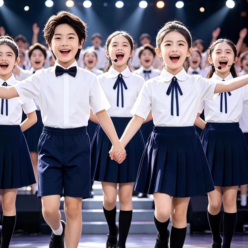 六一儿童大合唱团演出服小学生班服百褶裙女童口才朗诵表演服装