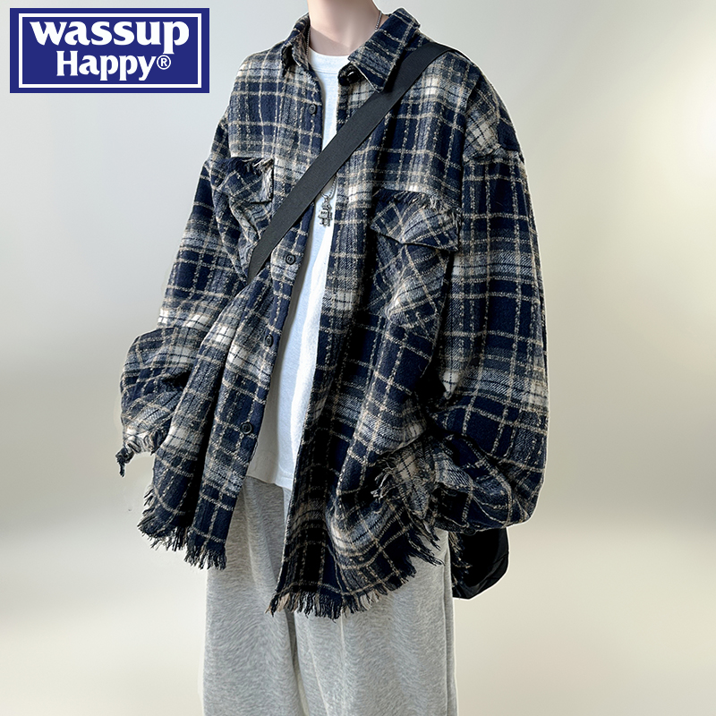 wassuphappy长袖衬衫潮流百搭