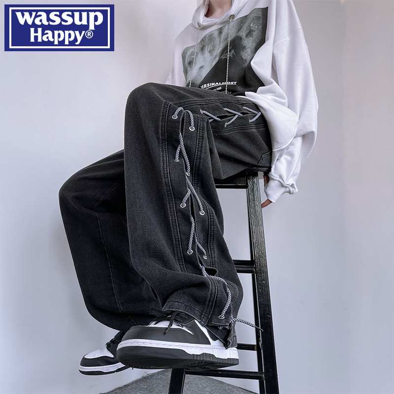 牛仔裤wassuphappy潮流百搭