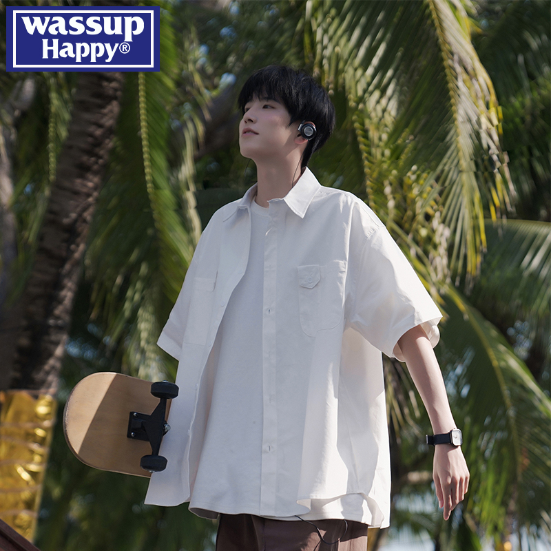 wassuphappy潮流短袖衬衫