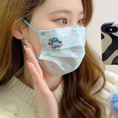 成人可爱小帕小帕恰狗口罩印花KT猫卡通ins风少女一次性口罩甜美