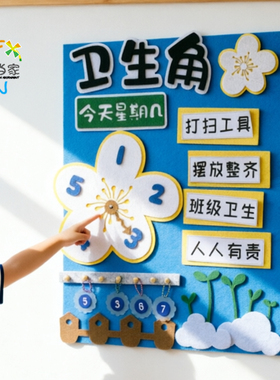 蓝色系互动可换卫生角值日生公约