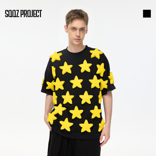 SQQZ PROJECT春夏新款满幅立体塞棉多颗星星短袖T恤男女同款