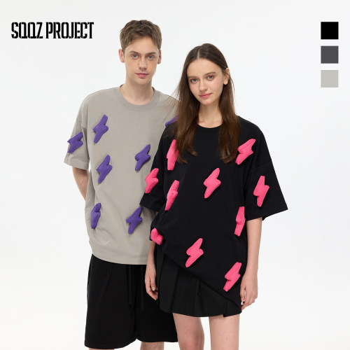 SQQZ PROJECT春夏新款满身小闪电短袖T恤男女同款