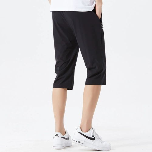 Летние штаны, мужские шорты, шелковые тонкие повседневные брюки для отдыха, свободный крой