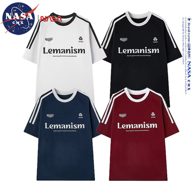 NASA联名美式复古三条杠T恤