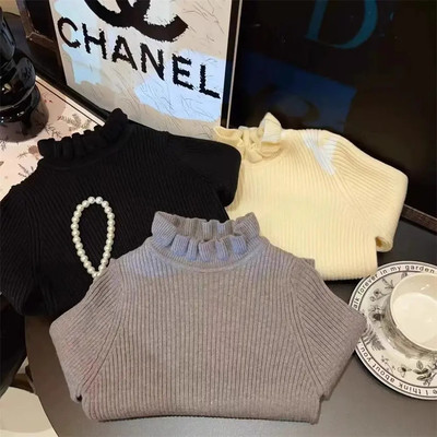 韩版女童毛衣冬季新款花边领打底针织衫儿童宝宝长袖毛衣上衣