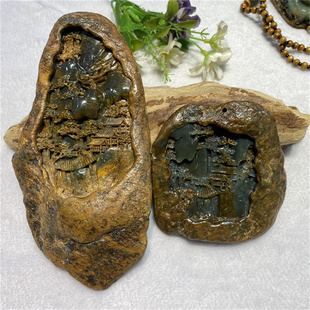 和田玉析木河磨玉山水手把件摆件手镯手串原石原料吊坠挂件岫玉