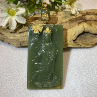 和田玉析木河磨玉观音牌吊坠手把件手镯手串原石摆件黄白老玉岫玉