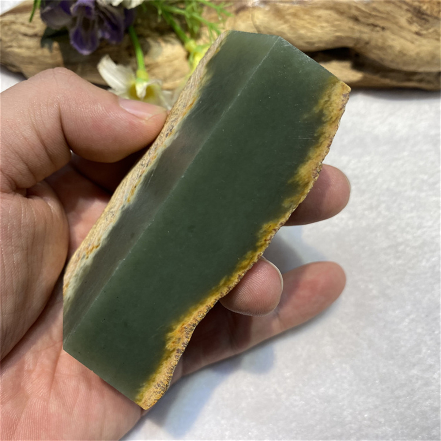 和田玉析木河磨玉原石原料手把件
