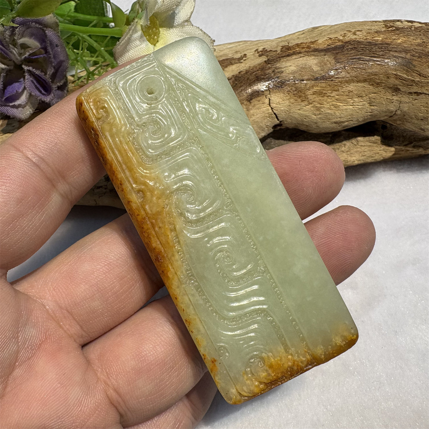 和田玉仿古玉牌吊坠挂件手把件