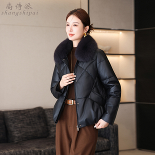 皮衣羽绒服女短款2026冬季新款海宁皮草真皮绵羊皮狐狸毛领外套