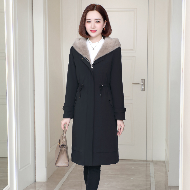 水貂长款水貂内胆大衣派克服