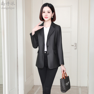 中年妈妈修身 绵羊皮小西服短款 外套 春秋季 海宁真皮皮衣女2025新款