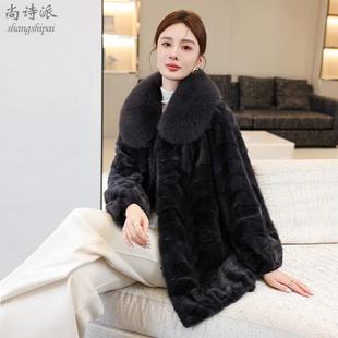 水貂皮草女款2025新款冬貂皮大衣中老年妈妈外套拼貂中长款大码