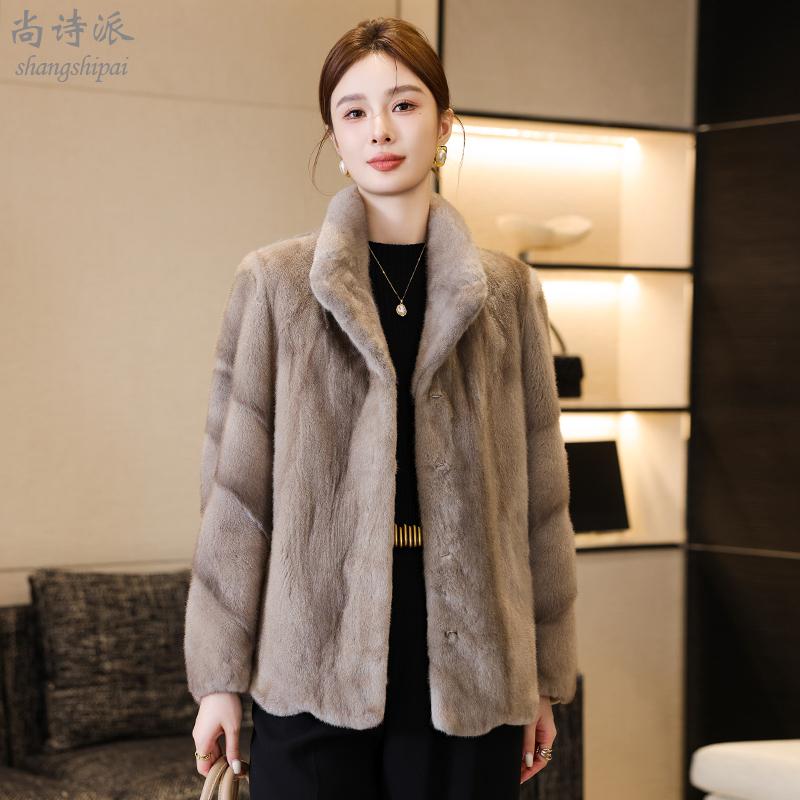 水貂皮草外套女2025年冬新款进口天鹅绒貂皮大衣母貂整貂年轻短款
