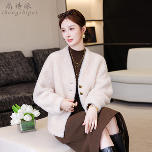 羊羔毛外套女2026新款冬羊毛颗粒绒短款海宁皮草皮毛一体大衣