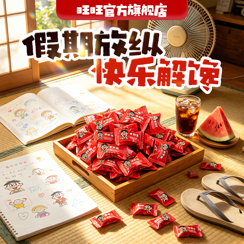 旺旺旺仔牛奶糖480g袋装假期出游蜜月旅行宅家休闲零食解馋糖果