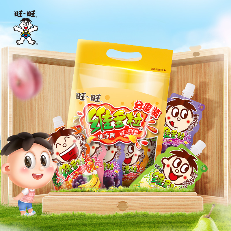 【3件8折】旺旺维多粒果冻爽可吸家庭装出游休闲零食750g