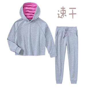 速干套装女童运动服球衣球裤中学生青少年慢跑训练服帽衫春季新款
