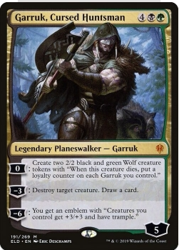 万智牌 遭诅猎人贾路Garruk, Cursed Huntsman英文平 ELD艾卓王权