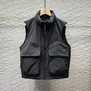 美式 90白鸭绒羽绒马甲双口袋男女秋冬加厚保暖立领坎肩 潮牌工装