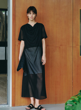 COLINE CONCISE｜日本进口棉纱黑色两件套连衣裙