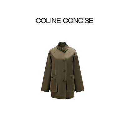 COLINE CONCISE 缎面棉服中古款小众设计外套25FW