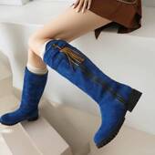 爆款 马丁靴女鞋 长筒靴子2024新款 春秋棕色中高筒骑士靴西部牛仔靴