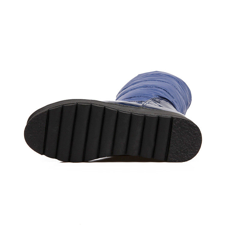 WINTER FLEECE WARM COTTON SHOES WOMENS WEDGE HEEL PLATFORM HIGH DOWN BOOTS WATERPROOF AND NON-SLIP WHITE PADDED SNOW BOOTS