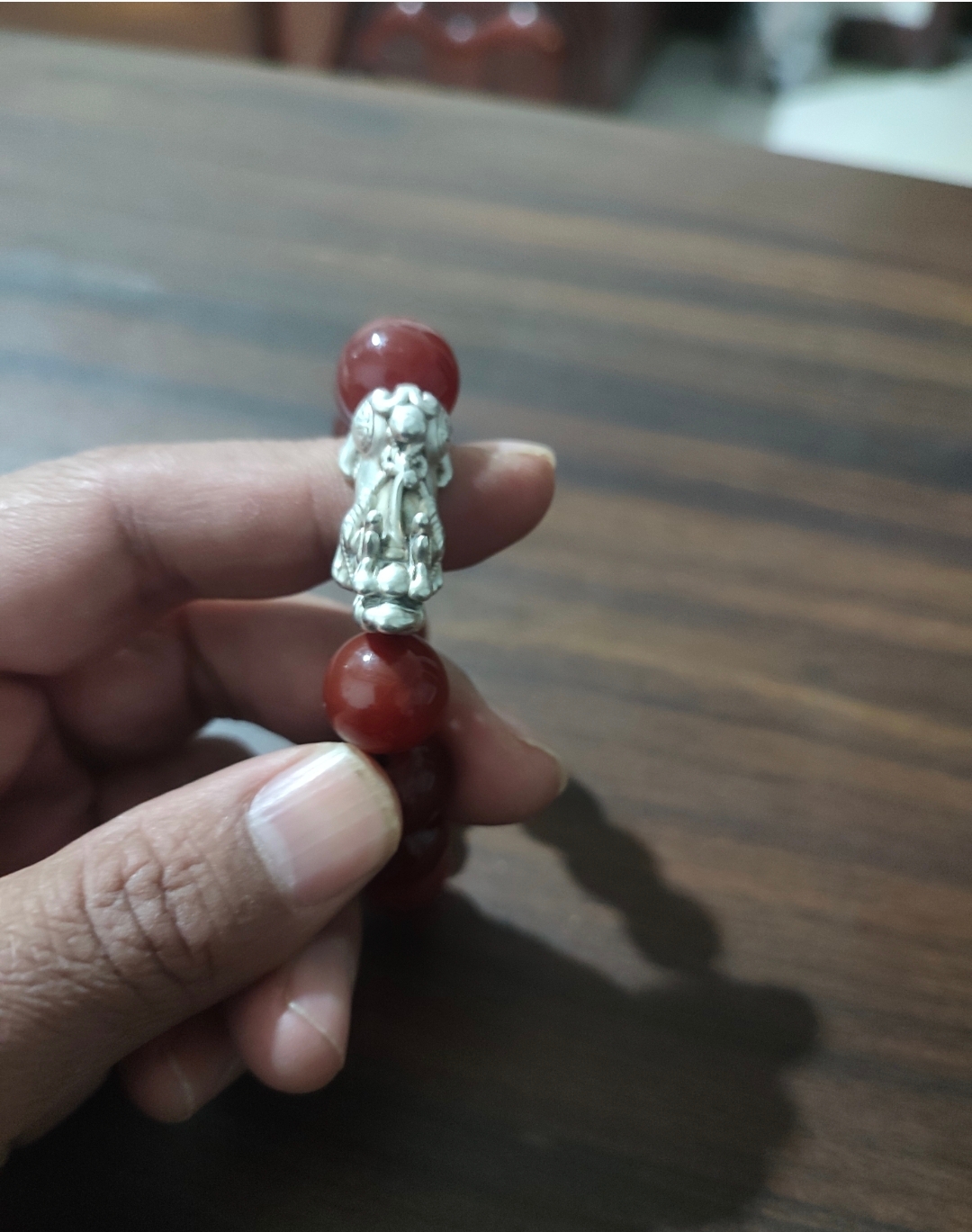 999足银纯手工红绳手链天然红色玛瑙银貔貅男女士款手串