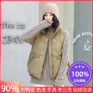 羽绒马甲新款女2022爆款白鸭绒背心秋冬宽松韩版外穿轻薄短款大码
