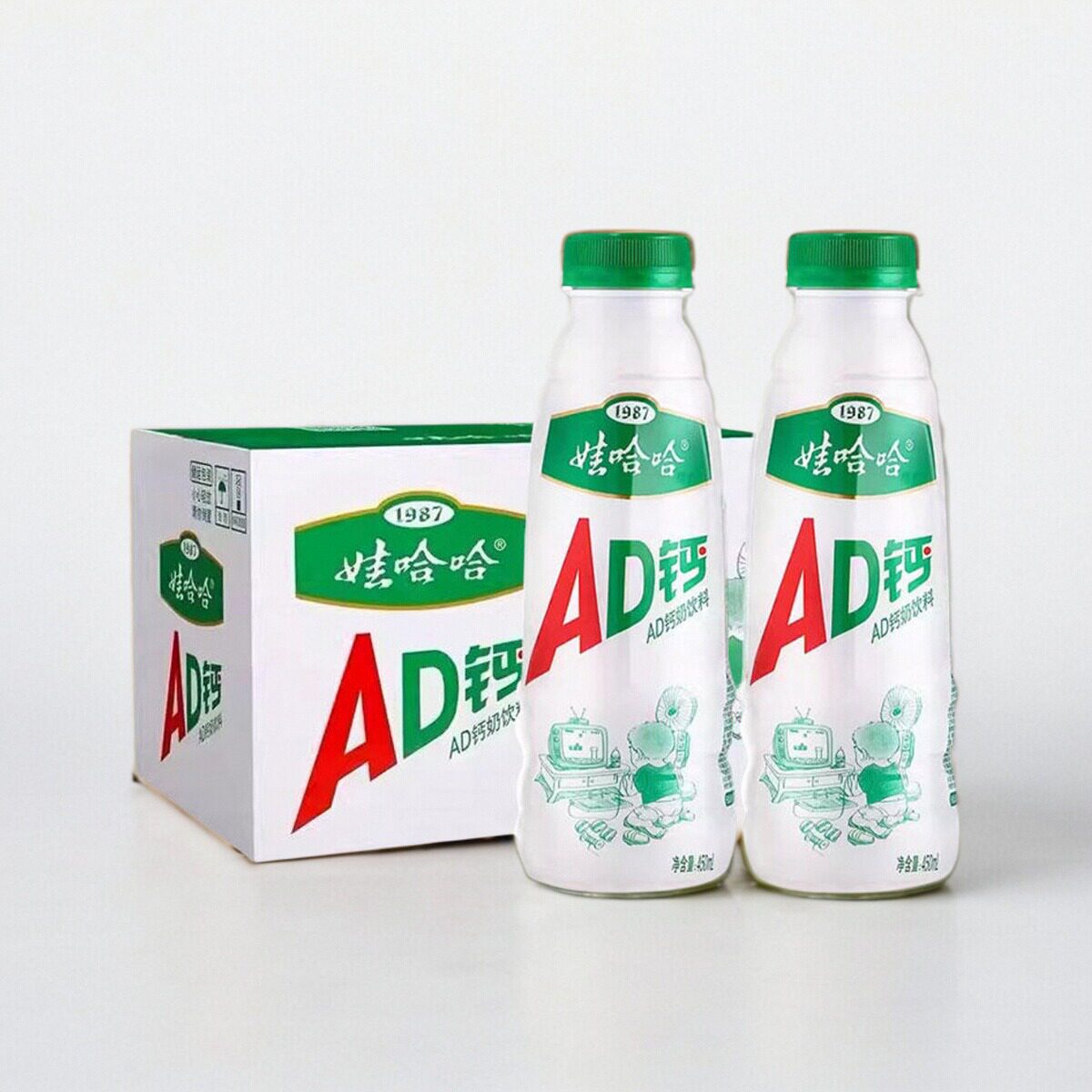 娃哈哈ad钙奶450ml*2瓶儿童酸奶早餐牛奶饮料品哇哈哈大瓶装
