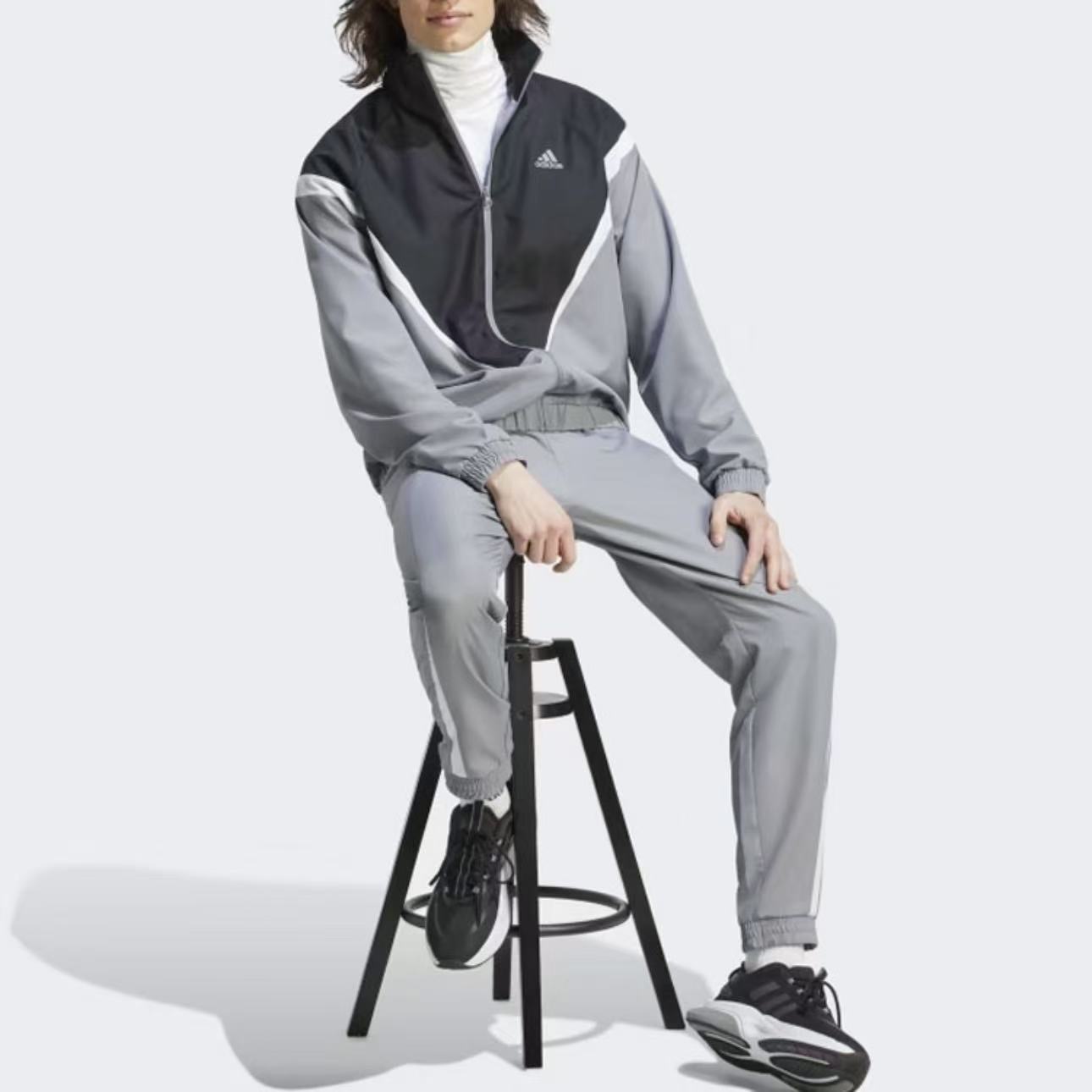 Adidas阿迪达斯运动套装男女装梭织长袖外套休闲长裤两件套IJ6072