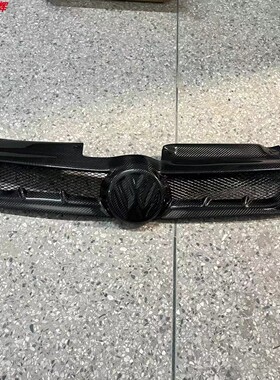 大众高尔夫6碳纤维中网GALFVI碳纤维中网格栅带标亮黑汽车网格栅
