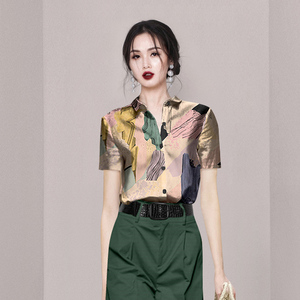 RM18716#直筒单排扣短袖长裤阔腿裤通勤套装