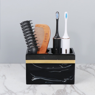 轻奢北欧化妆刷收纳筒美容院眉笔梳妆台收纳盒桌面梳子收纳筒牙具