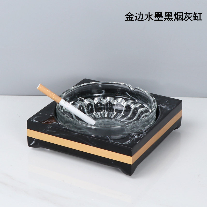 高档烟灰缸客厅创意简约现代北欧大号烟灰缸家居饰品烟盅摆件礼品