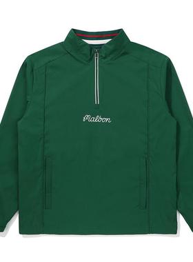 代购MALBON GOLF男士运动夹克防风轻便透气保暖绿色尼龙材质