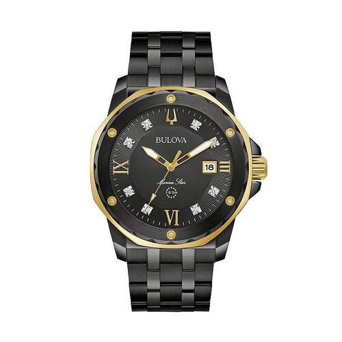 海外代购BULOVA/宝路华男士手表欧美腕表日历显示夜光指针黑盘