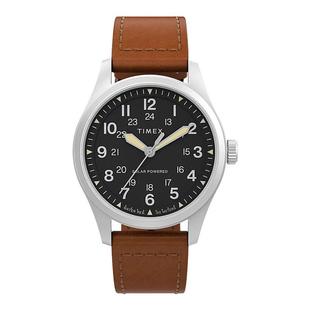 代购 Timex天美时男女腕表太阳能日期夜光计时皮带防水钢壳黑盘