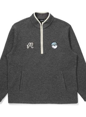 代购MALBON GOLF男士运动夹克保暖透气轻便耐磨混纺面料灰色长袖