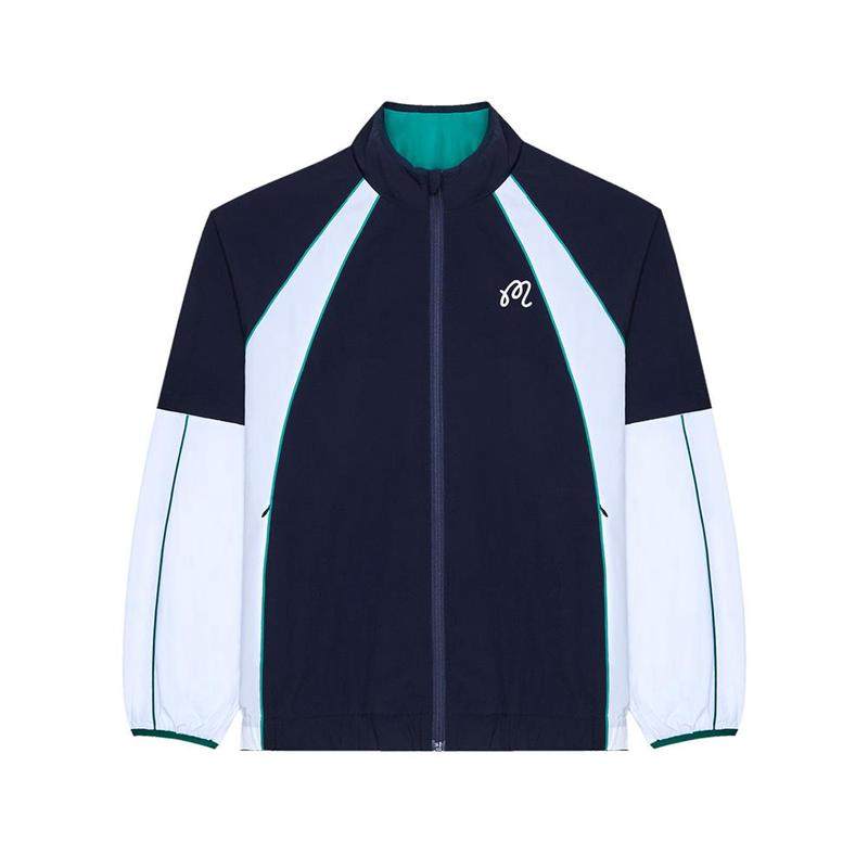 代购MALBON GOLF男士运动夹克防风透气轻便保暖深蓝色拼色设计