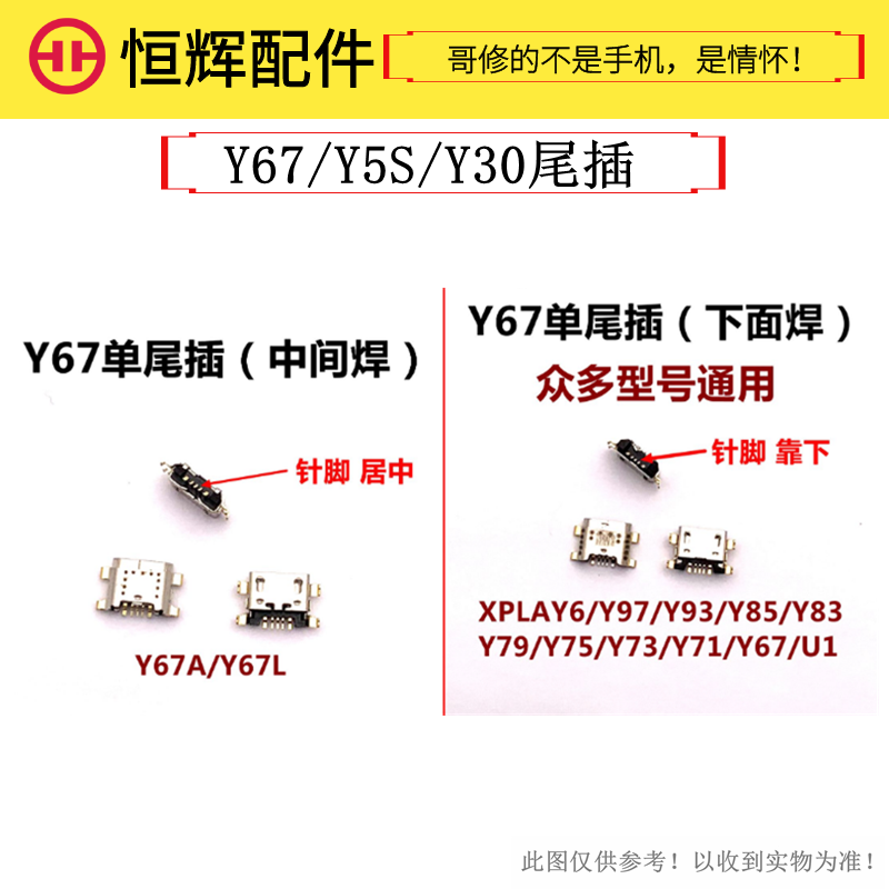 适用于vo y3 y5s y70s y30 y97 y93 y85 iqoou1 u3xy67尾插接口