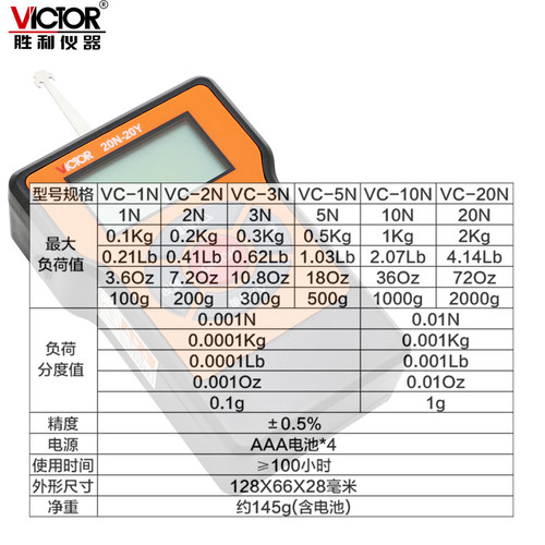 胜利数显张力计测力计开关电线皮带钢丝绳索张紧力便携张力测试仪