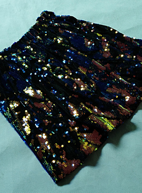 亮片百褶包臀裙ulzzang高腰女2024新款半身chic蓬蓬a字短裙子蹦迪