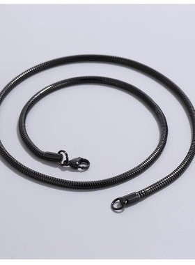 时尚个性黑色圆蛇链无吊坠钛钢裸链条单链子气质蛇骨项链百搭配饰