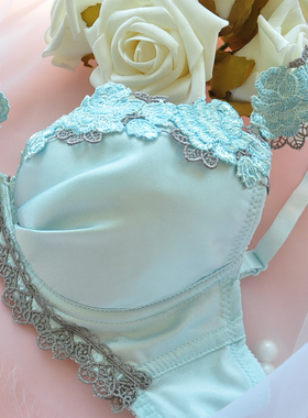 出口原单蕾丝文胸内衣套装聚拢绸缎水溶70B70C70D75B75C75D80C