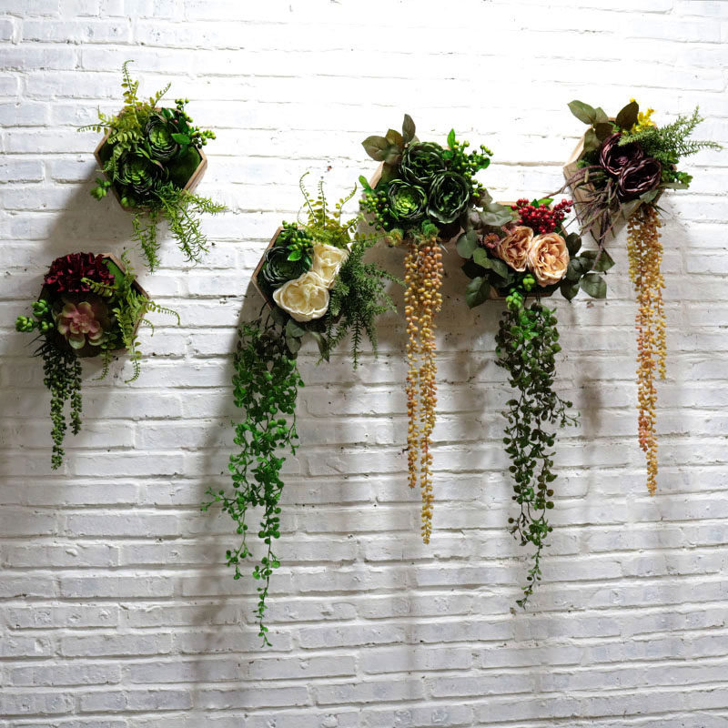 仿真植物墙面装饰柱子挂件立体野趣装饰植物餐厅酒吧店铺绿植多肉